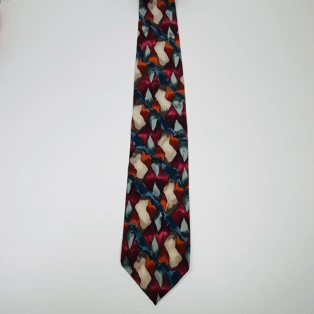 J. Garcia Blue Mountain Collection Six Silk Necktie Mens Multicolor Abstract 57